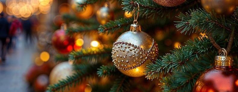 A christmas tree on a christmas market can be seen