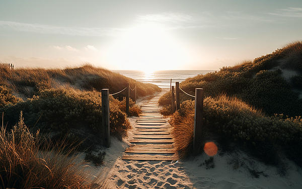 The beach access through the dunes.
