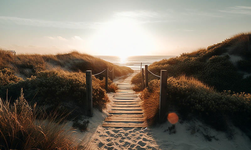 The beach access through the dunes.