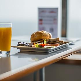 Breakfast in the on-board restaurant.