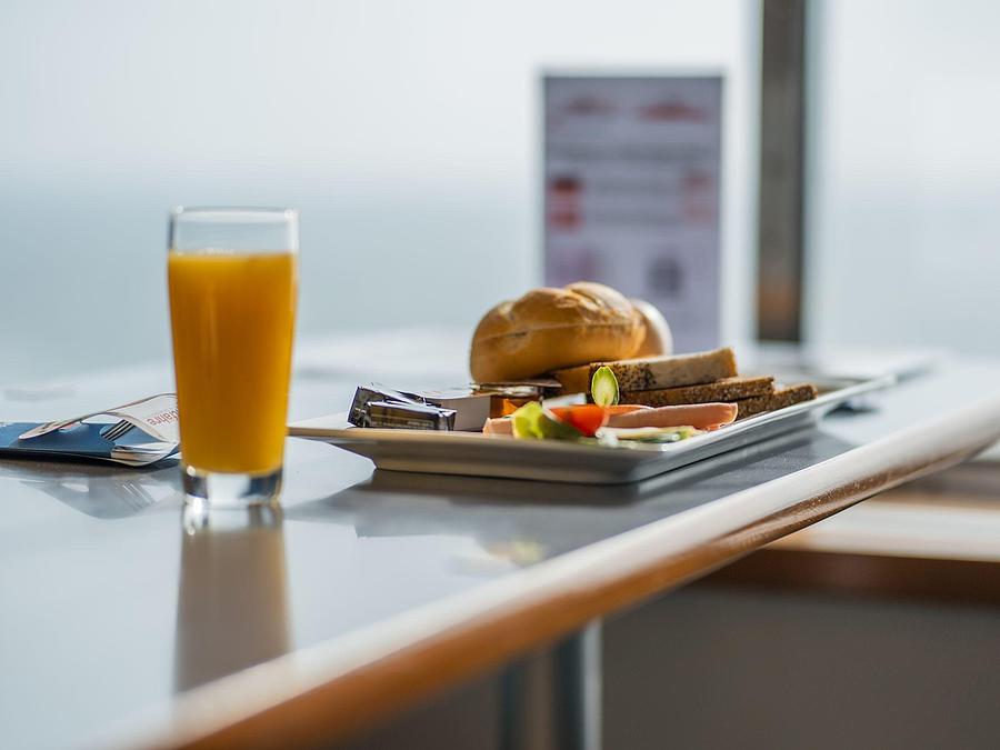Breakfast in the on-board restaurant.
