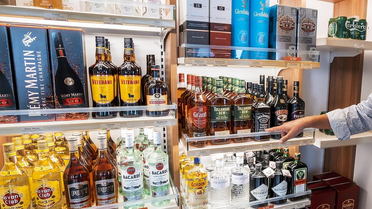 Spirits and liquers in the Travel Value Shop